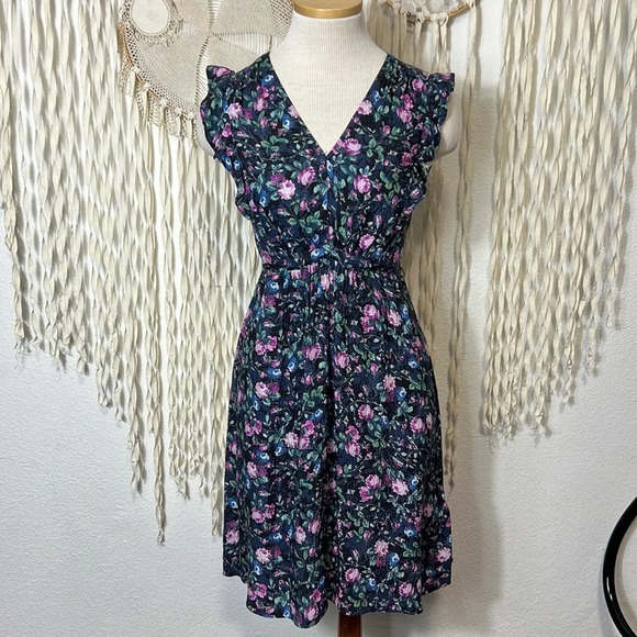 Rebecca Taylor Ruby Floral Hammered Silk Dress size 0 - Picture 2 of 11